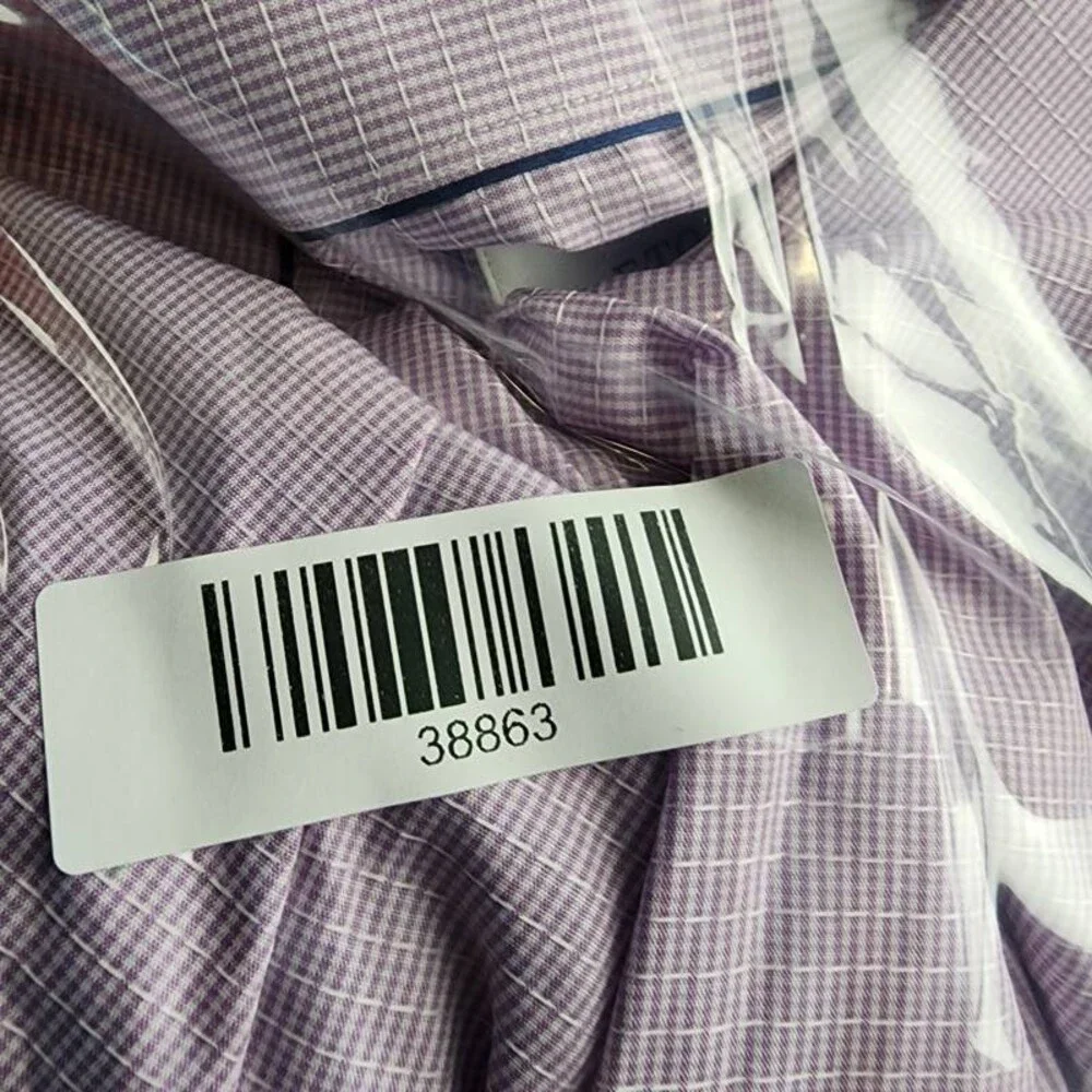 Eton Signature Dobby Contemporary-Fit Dress Shirt Men 17.5 Purple Button Closure